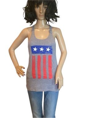 Under Armour UA HeatGear Freedom USA Vertical Flag Tank Top Gray Size XS VGC